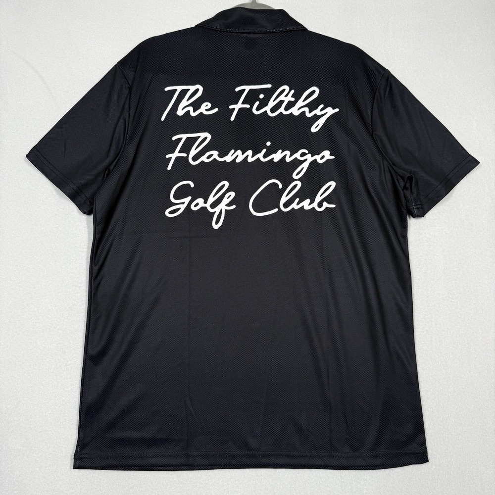 Duvin Design Polo Shirt Mens Large Filthy Flamingo Golf Club Black‎ Performance